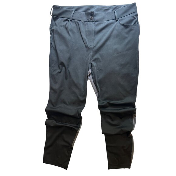 Durable Two-Tone Womans 4XL Yoga Pants Reinforced Knees Two-Button Closure Black - Picture 2 of 8